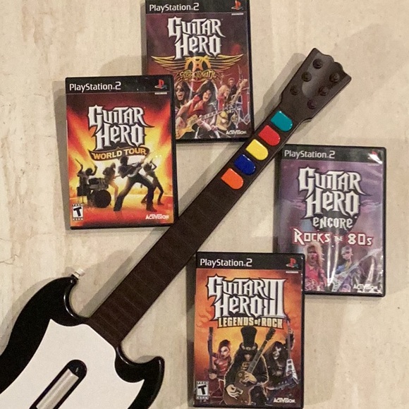 Guitar Hero Ps2 Guitar Wired PlayStation 2 & 4 Games Red Octane World Tour Rock - Picture 8 of 16